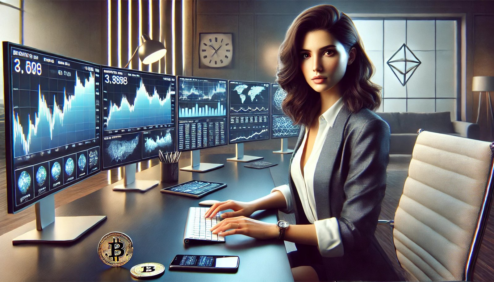 Woman trading cryptocurrenices (2)